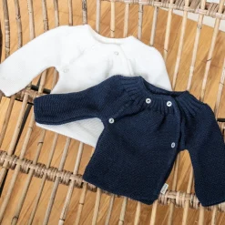 Vêtements Naissance*P'tit Bisou Petit Prix Lot 2 brassières 0-1 mois de Blanc/Marine