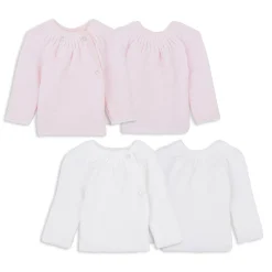 Vêtements Naissance*P'tit Bisou Petit Prix Lot 2 brassières 0-1 mois de Blanc/Rose