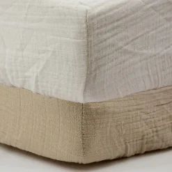 Draps Housses*Little Band Lot 2 draps housse en gaze de coton 60 x 120 cm de Ecru / Taupe