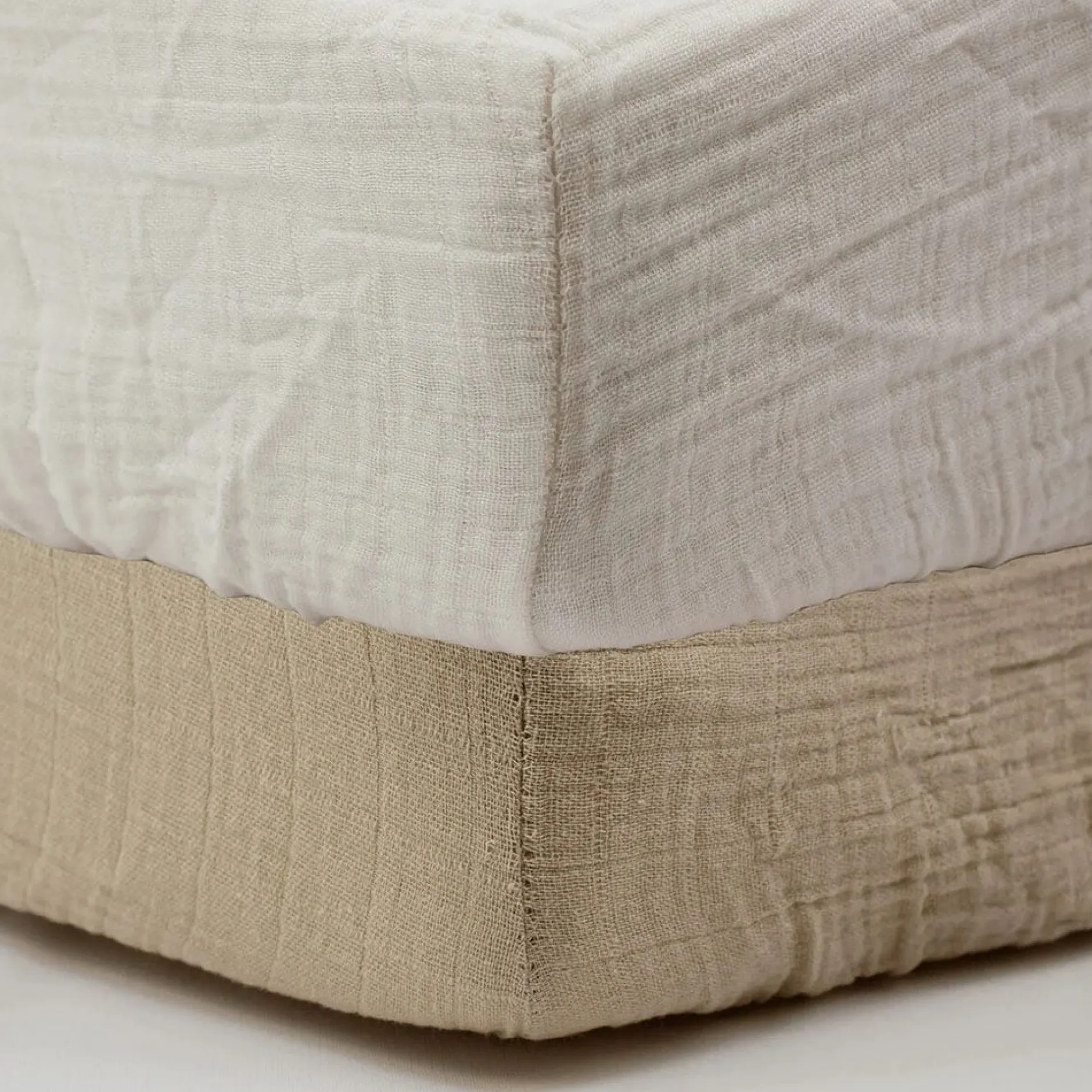 Draps Housses*Little Band Lot 2 draps housse en gaze de coton 60 x 120 cm de Ecru / Taupe