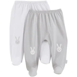 Prématuré|Vêtements Naissance*P'tit bisou Lot 2 leggings Lapin Câlin de Gris