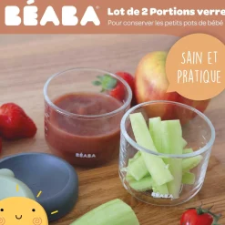 Pots*Béaba Lot 2 Portions Verre 150 ml de Mineral / Green