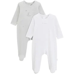 Pyjamas|Vêtements Naissance*P'tit bisou Lot 2 pyjamas velours Lapin Câlin 0 mois de Blanc