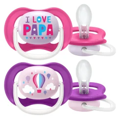 Sucettes*Philips AVENT Lot 2 sucettes ultra air 6-18 mois de I love papa et montgolfière