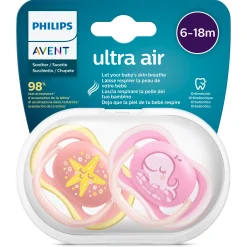 Sucettes*Philips AVENT Lot 2 sucettes ultra air 6-18 mois de Étoile/baleine