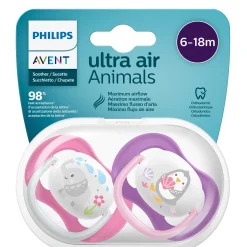 Sucettes*Philips AVENT Lot 2 sucettes ultra air 6-18 mois de Pingouin/éléphant