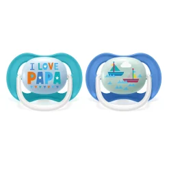 Sucettes*Philips AVENT Lot 2 sucettes ultra air 6-18 mois de I love papa et bateaux