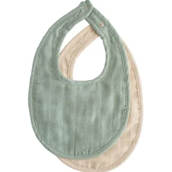 Bavoirs*mushie Lot de 2 bavoirs en mousseline de Vert Romarin/Gris