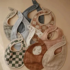 Bavoirs*mushie Lot de 2 bavoirs en mousseline de Vert Cachemire/Gris