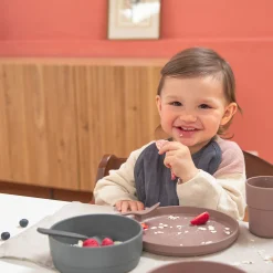 Bavoirs*Lässig Lot de 3 bavoirs medium en mousseline de Olive, blanc cassé, bleu marine