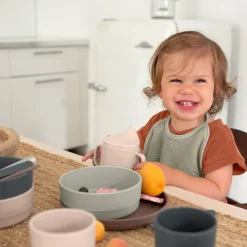 Bavoirs*Lässig Lot de 3 bavoirs medium en mousseline de Olive, blanc cassé, bleu marine