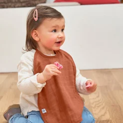 Bavoirs*Lässig Lot de 3 bavoirs medium en mousseline de Rose poudré, blanc cassé, rouille