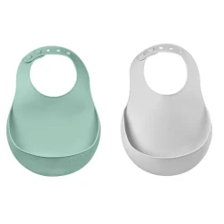 Bavoirs*Béaba Lot de 2 Bavoirs Silicone de Light Mist/Sage Green