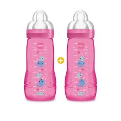 Biberons Pp (Polypropylène)*Mam Lot de 2 biberon 2ème âge 330ml 330 ml de Rose