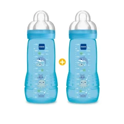 Biberons Pp (Polypropylène)*Mam Lot de 2 biberon 2ème âge 330ml 330 ml de Bleu