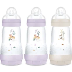Biberons Pp (Polypropylène)*Mam Lot de 3 Biberons Easy Start anti-colique Débit 2 260 ml de Lilas / Sable