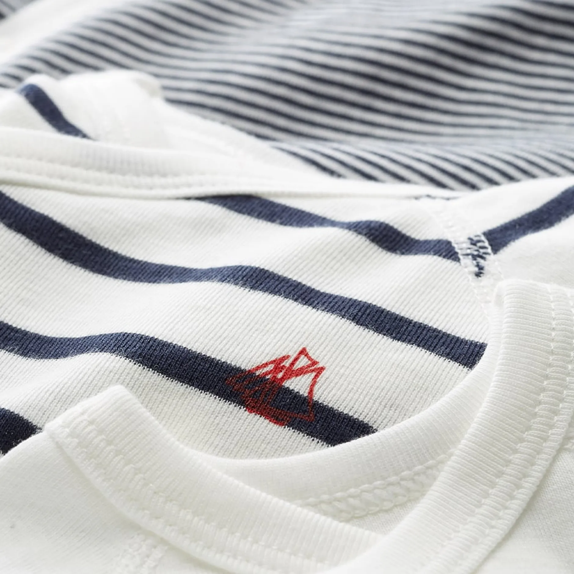 Prématuré|Bodies*Petit Bateau Lot de 3 bodies croisés iconiques de Blanc/Bleu