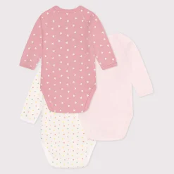 Bodies*Petit Bateau Lot de 3 bodies croisés manches longues en coton imprimé bébé de