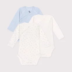 Vêtements Naissance*Petit Bateau Lot de 3 bodies croisés manches longues en coton imprimé de