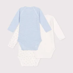 Vêtements Naissance*Petit Bateau Lot de 3 bodies croisés manches longues en coton imprimé de