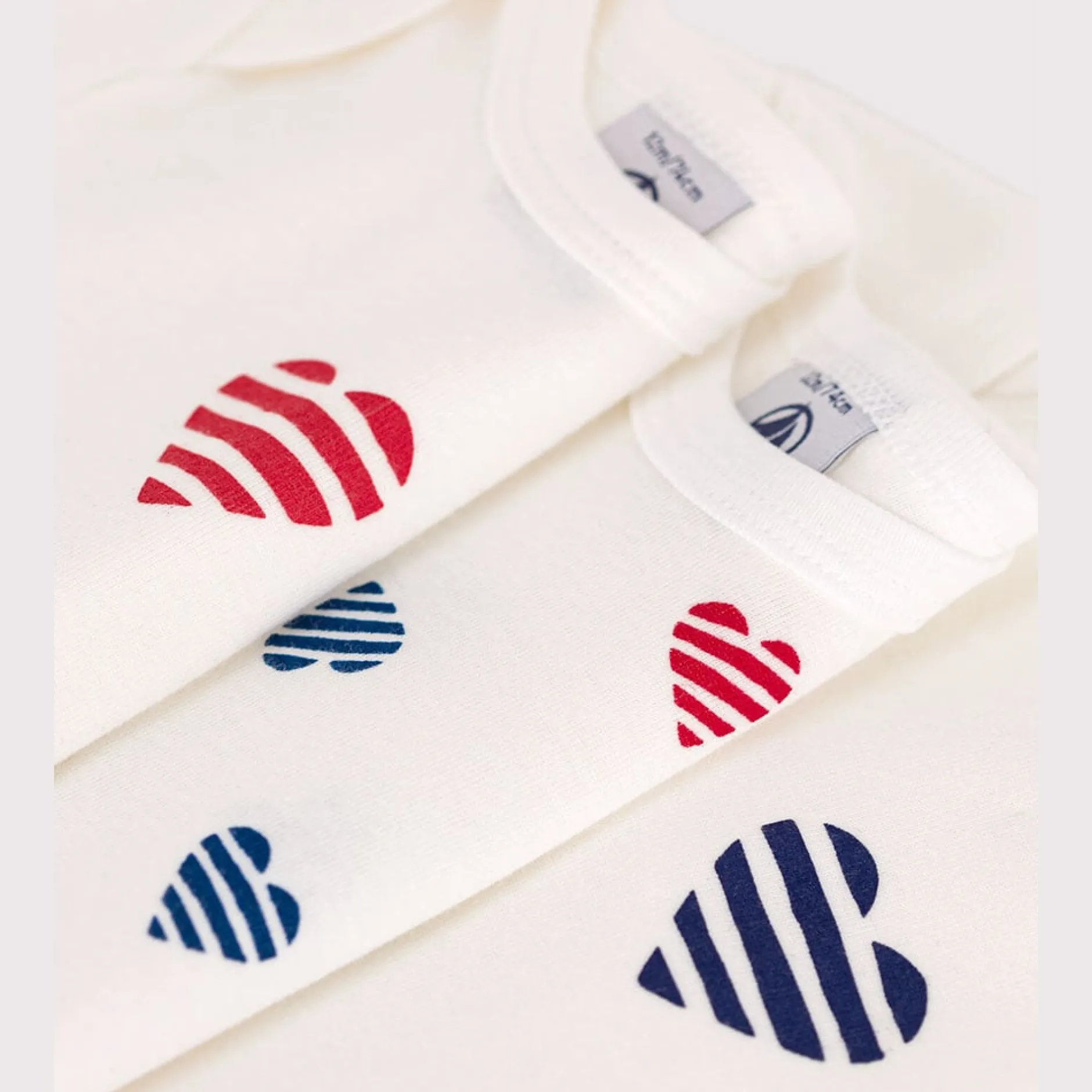 Bodies|Bodies*Petit Bateau Lot de 3 bodies manches courtes en coton cœurs rayés bébé de