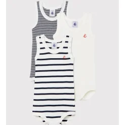 Bodies|Bodies*Petit Bateau Lot de 3 bodies sans manches bébé de