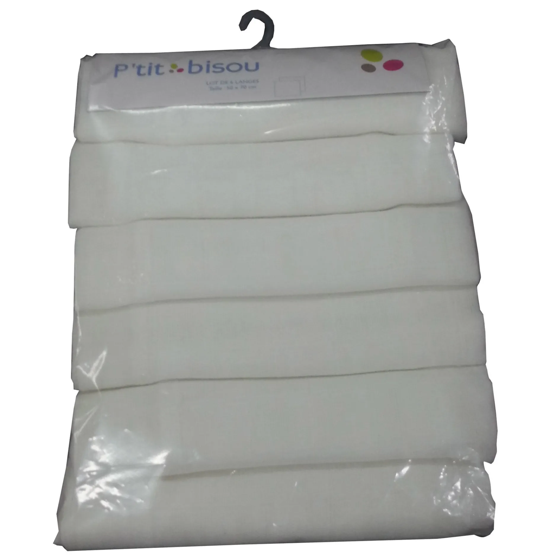 Couches*P'tit bisou Lot de 6 couches réutilisable de Blanc