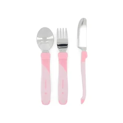 Couverts*Twistshake Lot de 3 couverts d'apprentissage acier inoxydable 12 mois + de Rose