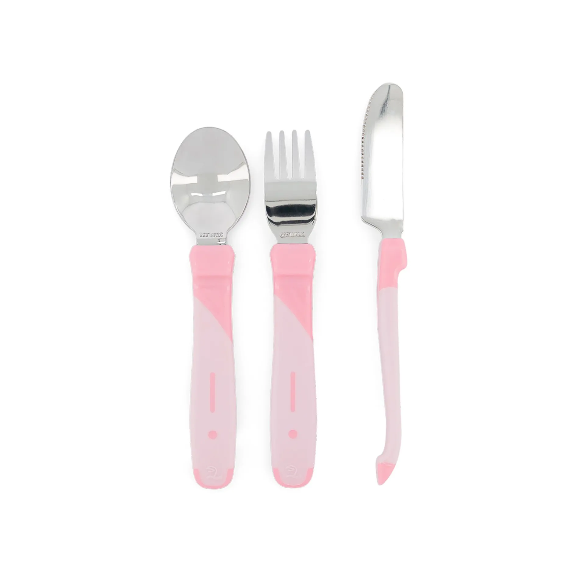 Couverts*Twistshake Lot de 3 couverts d'apprentissage acier inoxydable 12 mois + de Rose