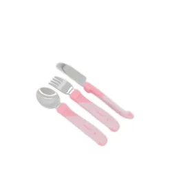 Couverts*Twistshake Lot de 3 couverts d'apprentissage acier inoxydable 12 mois + de Rose
