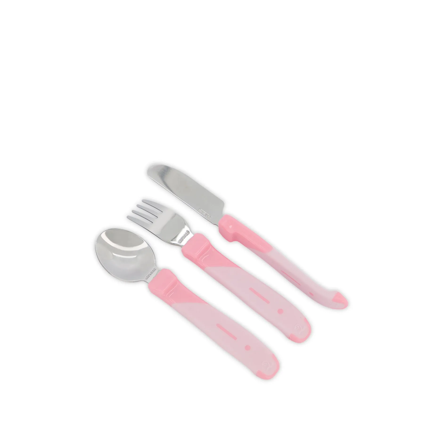 Couverts*Twistshake Lot de 3 couverts d'apprentissage acier inoxydable 12 mois + de Rose