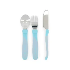 Couverts*Twistshake Lot de 3 couverts d'apprentissage acier inoxydable 12 mois + de Bleu