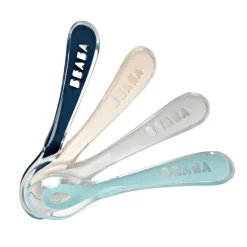 Couverts*Béaba Lot de 4 cuillères 2ème âge soft de Bleu
