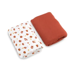 Draps Housses*Petit à petit Lot de 2 draps housses 70 x 140 cm de Leopard terre sienne