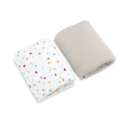 Draps Housses*Petit à petit Lot de 2 draps housses 70 x 140 cm de Terrazo / Beige