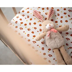 Draps Housses*Petit à petit Lot de 2 draps housses 60 x 120 cm de Leopard terre sienne