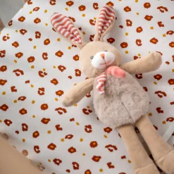 Draps Housses*Petit à petit Lot de 2 draps housses 60 x 120 cm de Leopard terre sienne