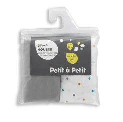 Draps Housses*Petit à petit Lot de 2 draps housses Cododo 46 x 85 cm de Gris/Pois