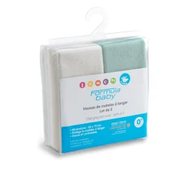 Housse De Matelas À Langer*Formula Baby Lot de 2 housse à matelas à langer de Ecru/Vert gris