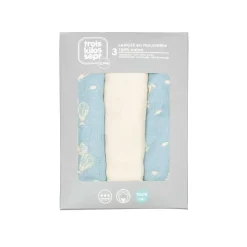 Langes*Trois Kilos Sept Lot de 3 langes bébé 70 x 70 cm de Poires Bleu