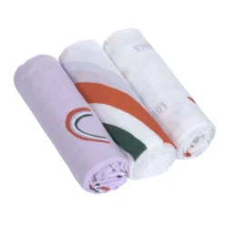 Langes*Lässig Lot de 3 langes d'emmaillotage L de Lavande