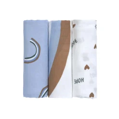 Langes*Lässig Lot de 3 langes d'emmaillotage L de Bleu ciel