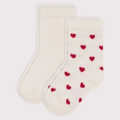 Chaussettes, Chaussons|Chaussettes, Collants, Chaussons*Petit Bateau Lot de 2 paires de chaussettes cœurs en jersey de coton bébé de
