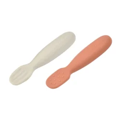 Couverts*Béaba Lot de 2 Pré Cuillères Silicone de Terracotta / Velvet Grey