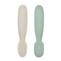 Couverts*Béaba Lot de 2 Pré Cuillères Silicone de Vert