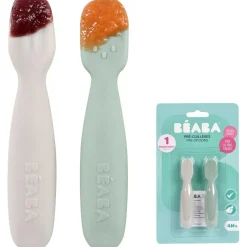 Couverts*Béaba Lot de 2 Pré Cuillères Silicone de Vert