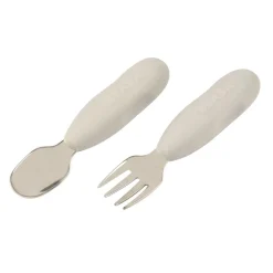 Couverts*Béaba Lot de 2 pré-couverts Inox de Gris