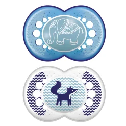 Sucettes*Mam Lot de 2 sucettes animaux en silicone 18 mois + de Aléatoire