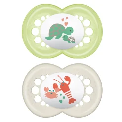 Sucettes*Mam Lot de 2 sucettes animaux 2ème âge silicone de Aléatoire