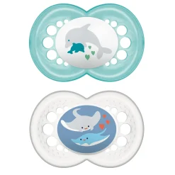 Sucettes*Mam Lot de 2 sucettes animaux 2ème âge silicone de Aléatoire